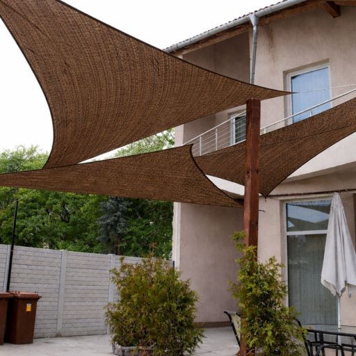 Panza parasolar HDPE - pentru umbrirea teraselor, triunghiular 3,6x3,6x3,6 m Cafea