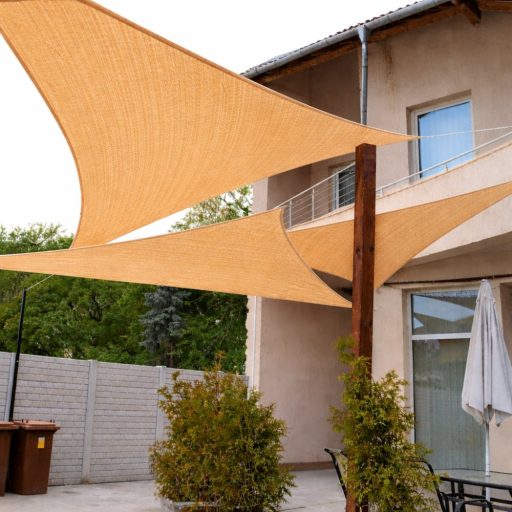 Panza parasolar HDPE - pentru umbrirea teraselor, triunghiular 3x3x3 m Bej