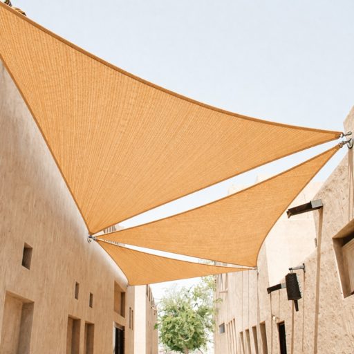 Panza parasolar HDPE - pentru umbrirea teraselor, triunghiular 3x3x3 m Bej