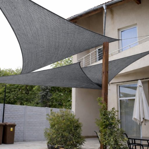 Panza parasolar HDPE - pentru umbrirea teraselor, triunghiular 5x5x5 m Gri grafit