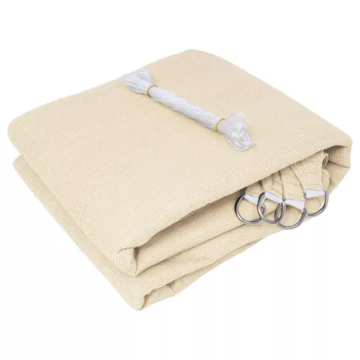 Panza parasolar HDPE - pentru umbrirea teraselor, triunghiular 3,6x3,6x3,6 m Bej deschis