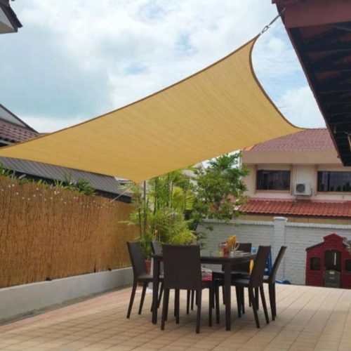 Panza parasolar HDPE - pentru umbrirea teraselor, dreptunghiulară 3x4 m Nisip 