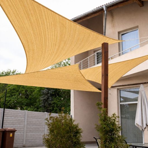 Panza parasolar Premium HDPE - pentru umbrirea teraselor, triunghiular 5x5x7 m Bej