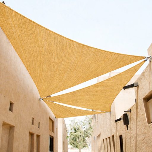 Panza parasolar Premium HDPE - pentru umbrirea teraselor, triunghiular 5x5x7 m Bej