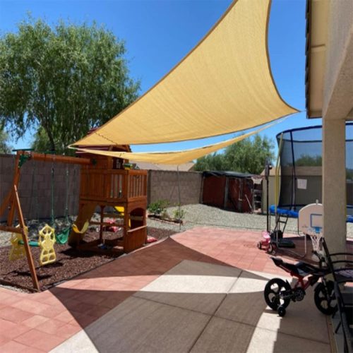 Panza parasolar Premium HDPE - pentru umbrirea teraselor, triunghiular 5x5x7 m Bej