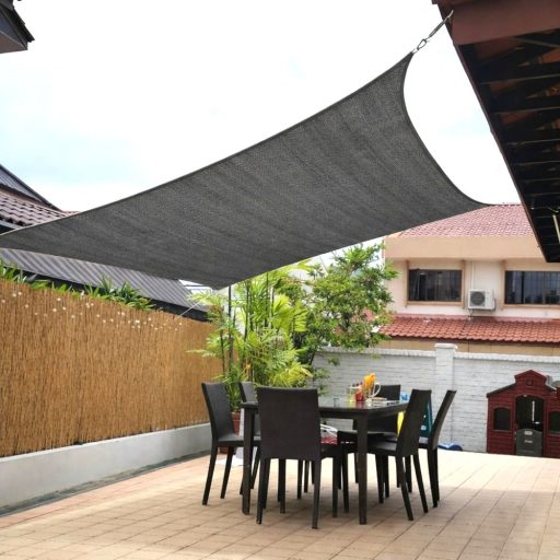 Panza parasolar Premium HDPE - pentru umbrirea teraselor, dreptunghiulară 3x5 m Gri grafit