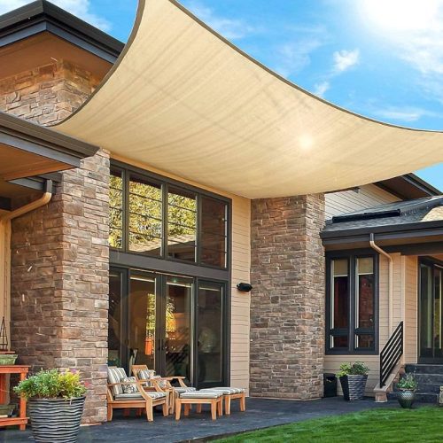 Panza parasolar Premium HDPE - pentru umbrirea teraselor, dreptunghiulară 3x5 m Bej
